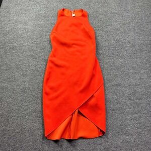 Bec & Bridge Dress Womens 8 Orange Sleeveless Wrap Sheath Cocktail Party Evening